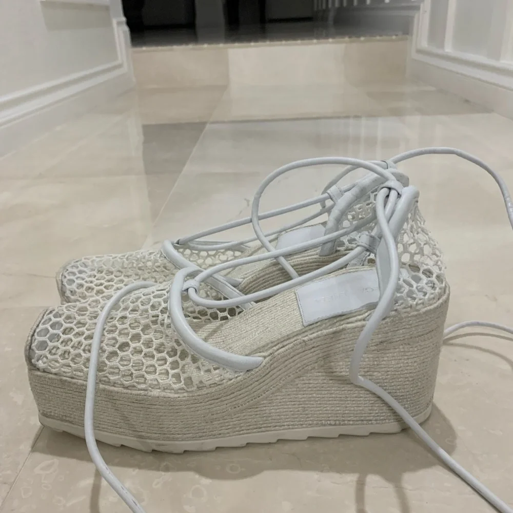 BOTTEGA VENETA Women's Ankle Tie Wedge Sandals Size 39